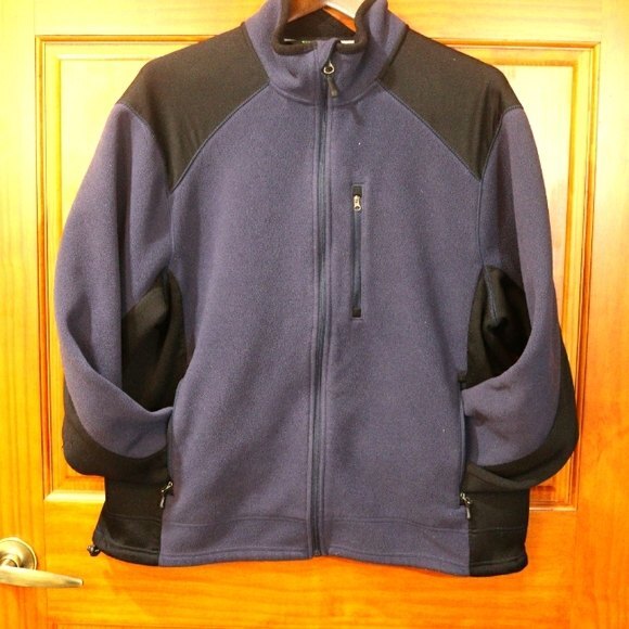 Tek Gear Men's Blue Black Fleece Full Zip Jacket Medium Outdoor Layering - Picture 11 of 11